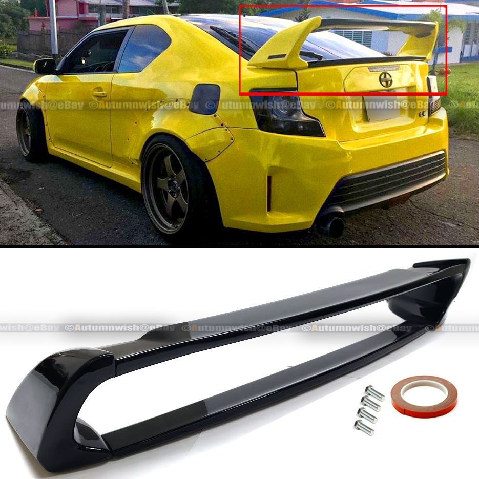 For 11 16 2nd Gen Scion TC Gloss Black Painted Plastic Rear Trunk Wing